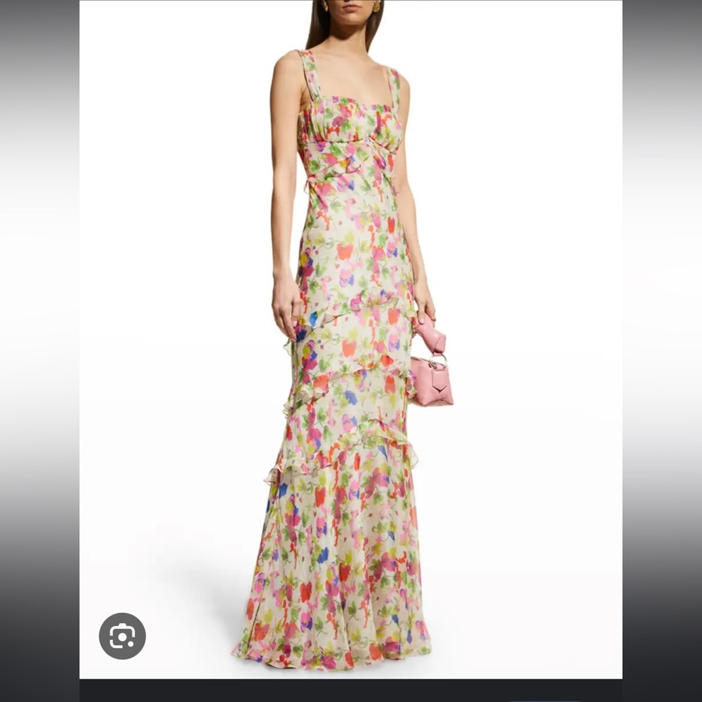 Saloni Chandra Floral Silk Maxi Dress Size 4